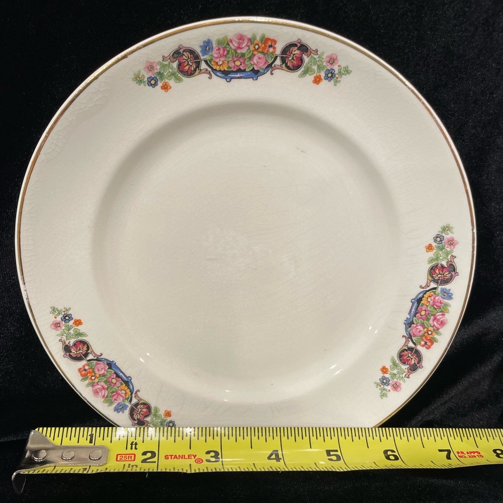 Vintage W.S. George 7.25 inch salad Plate with Gold Trim